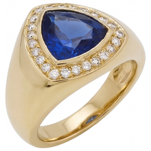 Afbeelding in Gallery-weergave laden, Gekleurde Steen Ring 14K Geelgoud met Blauwe Saffier – vooraanzicht
