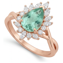Afbeelding in Gallery-weergave laden, Peervormig Blauwe Saffier ring in 14K Rosé Goud – zijaanzicht
