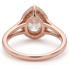 Afbeelding in Gallery-weergave laden, Briljant Druppelvormig Halo Verlovingsring in 14K Rosé Goud – profielaanzicht
