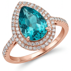 Briljant Blauwe Diamant Briljant Halo Verlovingsring – 3 karaat