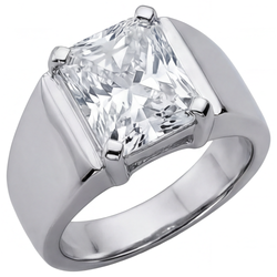 Radiant Slijpvorm Briljant Heren Ring 5 karaat – 14K Witgoud