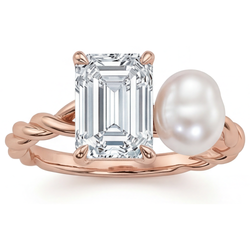 Sieraad Ring 14K Rosé Goud – Briljant Smaragd Slijpvorm 1,5