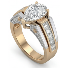 Afbeelding in Gallery-weergave laden, Briljant Solitaire Ring met Accenten 2-karaat 14 Karaat Tweekleurig Goud – achteraanzicht
