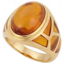 Afbeelding in Gallery-weergave laden, Ovaal Citrien ring in 14K Geelgoud – zijaanzicht
