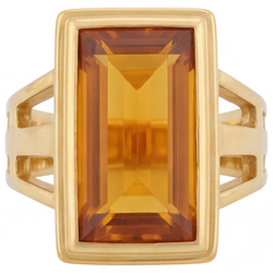 Heren Edelsteen Ring 14K Geelgoud met Citrien – 7 karaat