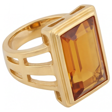 Afbeelding in Gallery-weergave laden, Citrien Edelsteen Ring 7-karaat 14K Geelgoud – zijaanzicht
