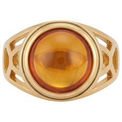 Heren Citrien Cabochon Slijpvorm Gekleurde Steen Ring 5 karaat
