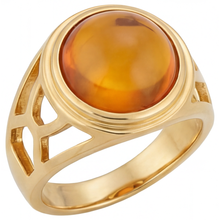 Afbeelding in Gallery-weergave laden, Rond Geslepen Citrien ring in 14K Geelgoud – vooraanzicht
