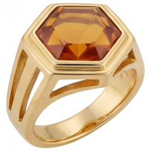 Afbeelding in Gallery-weergave laden, Citrien Hexagon Sieraadsteen Ring in 14K Geelgoud – vooraanzicht
