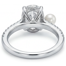 Afbeelding in Gallery-weergave laden, Cultivé Parel Solitaire Ring met Accenten 3 karaat 14K Witgoud – profielaanzicht

