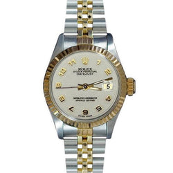 dame Datumjust Rolex Horloge Witte Arabische Wijzerplaat roestvrij staal & Goud