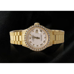 Lady Rolex Datejust Horloge Diamanten Lunette Oyster-armband Geelgoud