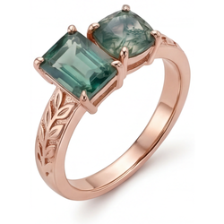 1,50 karaat Dendritic Agate Edelsteen Ring in 14 Karaat Rosé Goud