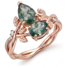 Afbeelding in Gallery-weergave laden, Dendritic Agate Sieraadsteen Ring 1,5-karaat 14K Rosé Goud – hoofdaanzicht
