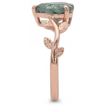 Afbeelding in Gallery-weergave laden, Dendritic Agate Hart Slijpvorm Sieraadsteen Ring in 14K Rosé Goud – hoekaanzicht
