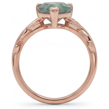 Afbeelding in Gallery-weergave laden, Dendritic Agate Sieraadsteen Ring 2-karaat 14K Rosé Goud – profielaanzicht
