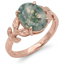 Afbeelding in Gallery-weergave laden, Dendritic Agate Sieraadsteen Ring 4,0 karaat 14K Rosé Goud – vooraanzicht
