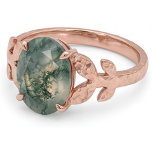 Afbeelding in Gallery-weergave laden, Sieraadsteen Ring 14K Rosé Goud met Dendritic Agate – zijaanzicht
