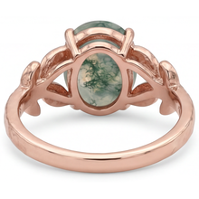 Afbeelding in Gallery-weergave laden, Ovaal Dendritic Agate ring in 14K Rosé Goud – profielaanzicht
