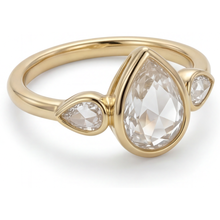 Afbeelding in Gallery-weergave laden, Druppelvormig Diamant ring in 14 Karaat Geelgoud – zijaanzicht
