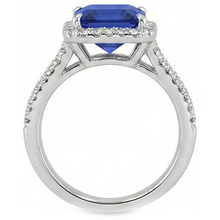 Afbeelding in Gallery-weergave laden, Natuurlijke echte diamant ( niet in het laboratorium gekweekt ) Edelsteen Ring 5 karaat Halo natuurlijke blauwe saffier gouden sieraden
