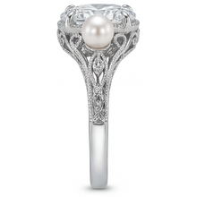Afbeelding in Gallery-weergave laden, Diamant Ovaal Anniversary Ring in 14 Karaat Witgoud – zijaanzicht
