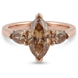 Woestijn Diamant Diamant Drie-Steen Ring 1,5 karaat – 14K Rosé