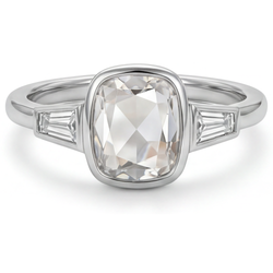 Rozet Slijpvorm Drie-Steen Ring – Diamant 3 karaat 14K Witgoud