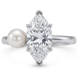 Marquise Diamant Enkele Steen Ring – 2,5 karaat in 14K Witgoud