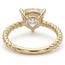 Afbeelding in Gallery-weergave laden, Trillion Slijpvorm Diamant ring in 14K Geelgoud – achteraanzicht
