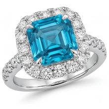 Afbeelding in Gallery-weergave laden, Asscher Diamant ring in 14K Witgoud – hoofdaanzicht
