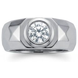 14K Witgoud Diamant Herenring – 1,50-karaat Rond Geslepen