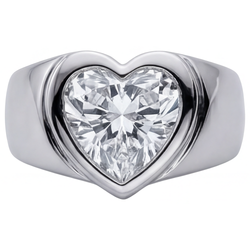 14K Witgoud Heart Diamant Herenring 4 karaat