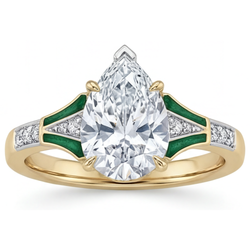 Handgemaakt Diamant Solitaire Ring met Accenten 2 karaat