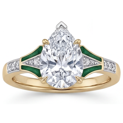 Handgemaakt Diamant Solitaire Ring met Accenten 2 karaat