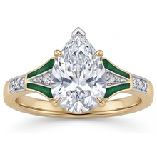 Afbeelding in Gallery-weergave laden, Peervormig Diamant ring in Tweekleurig 14K Goud – vooraanzicht
