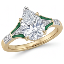 Afbeelding in Gallery-weergave laden, Diamant Solitaire Ring met Accenten 2 karaat Tweekleurig 14K Goud – zijaanzicht
