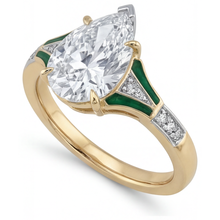 Afbeelding in Gallery-weergave laden, Solitaire Ring met Accenten Tweekleurig 14K Goud met Diamant – hoekaanzicht
