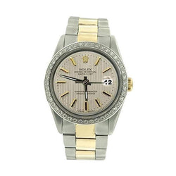 diamanten rand Roestvrij staal en goud Rolex Datumjust-horloge Stok-wijzerplaat SNELLE INSTELLING