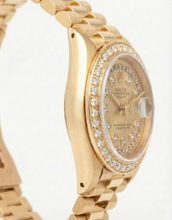Afbeelding in Gallery-weergave laden, diamanten rand Rolex Datumjust Model voorzitter Stijl horloge dubbele rij wijzerplaat
