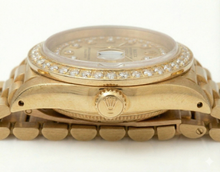 Afbeelding in Gallery-weergave laden, diamanten rand Rolex Datumjust Model voorzitter Stijl horloge dubbele rij wijzerplaat
