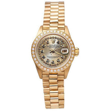Afbeelding in Gallery-weergave laden, diamanten rand Rolex Datumjust Model voorzitter Stijl horloge dubbele rij wijzerplaat

