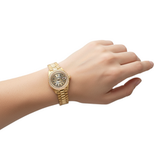 Afbeelding in Gallery-weergave laden, diamanten rand Rolex Datumjust Model voorzitter Stijl horloge dubbele rij wijzerplaat
