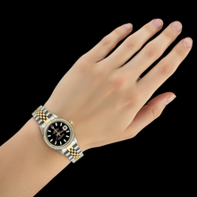 Afbeelding in Gallery-weergave laden, diamanten rand Rolex Datumjust dameshorloge wijzerplaat jubileum roestvrij staal en goud P2
