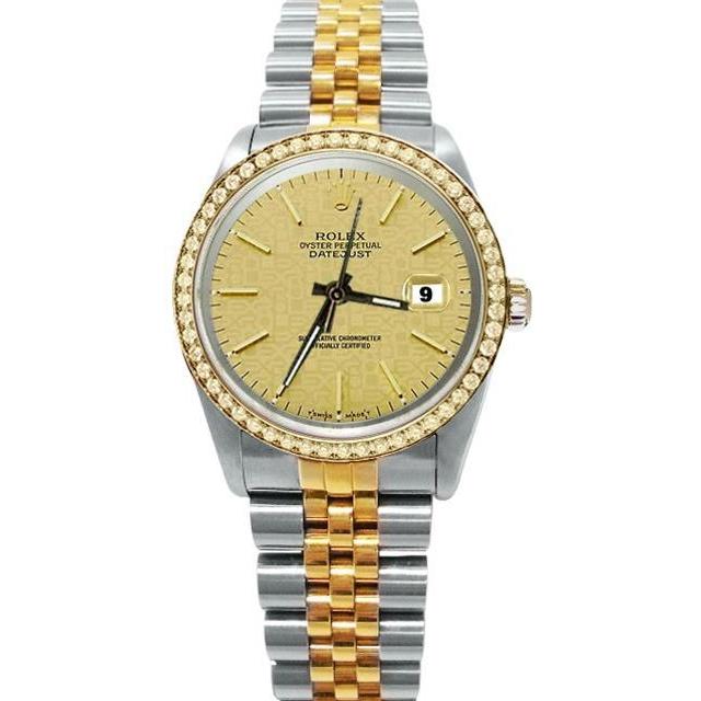 diamanten rand massief goud en roestvrij staal Datumjust Rolex Stok Wijzerplaat horloge snel ingesteld
