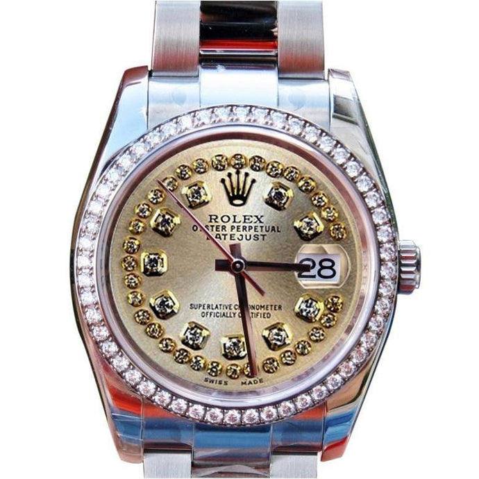 diamanten rand wijzerplaat dames heren Rolex-horloge roestvrij stalen snaar diamanten wijzerplaat snel ingesteld
