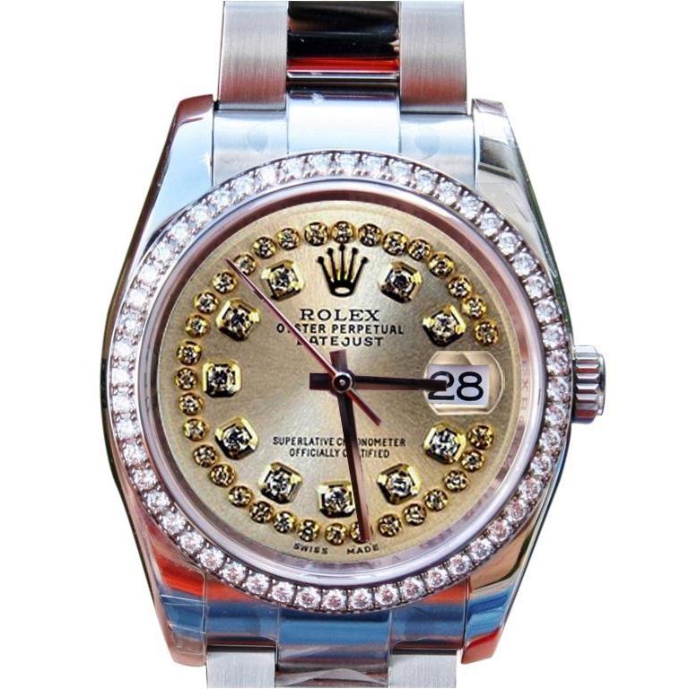 diamanten rand wijzerplaat dames heren Rolex-horloge roestvrij stalen snaar diamanten wijzerplaat snel ingesteld
