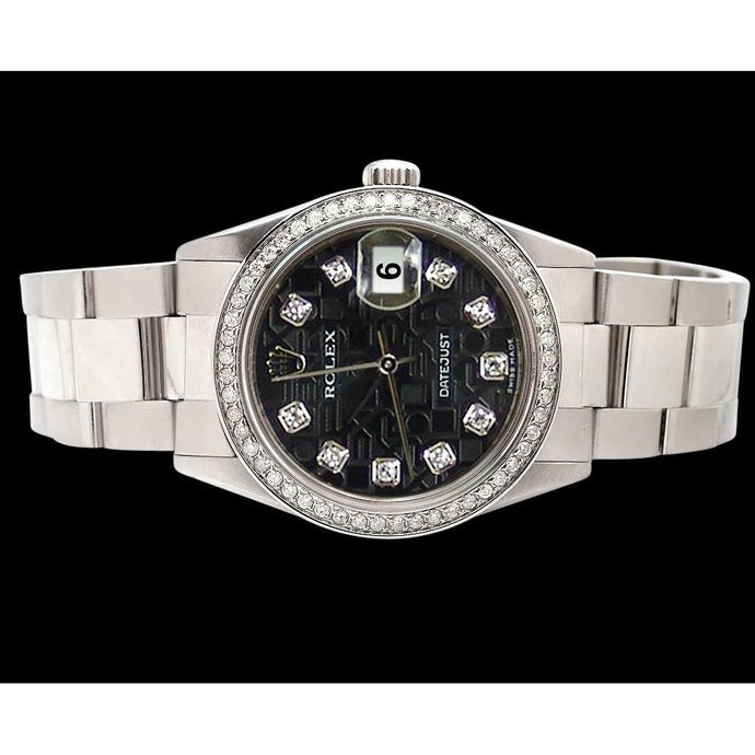 diamanten wijzerplaat rand Rolex-horloge Roestvrije stijl Oester-armband Datumjust SNELLE INSTELLING
