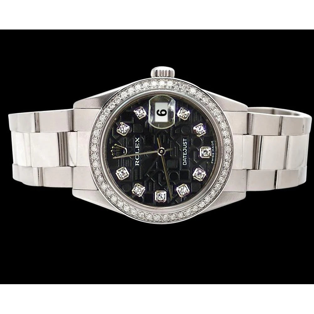 diamanten wijzerplaat rand Rolex-horloge Roestvrije stijl Oester-armband Datumjust SNELLE INSTELLING
