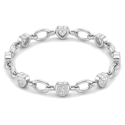 Labgekweekte diamanten hartarmband 3 karaat met ovale stationschakels 14k witgoud 7 inch